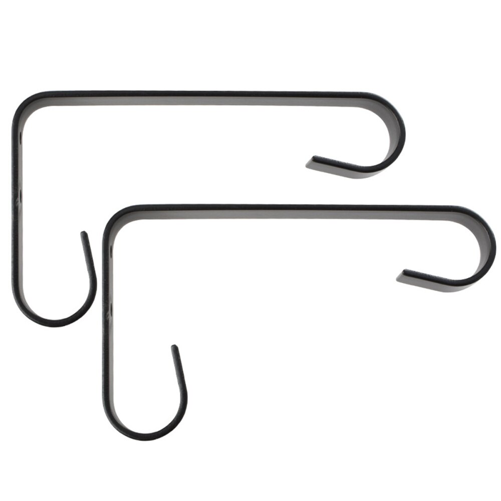 2pcs Iron Potted Hooks 90 Degree Double Hooks Wall Mounted Screw Install Hook Rack Bird Cage Holder Flower Basket Hanger Bonsai: Black