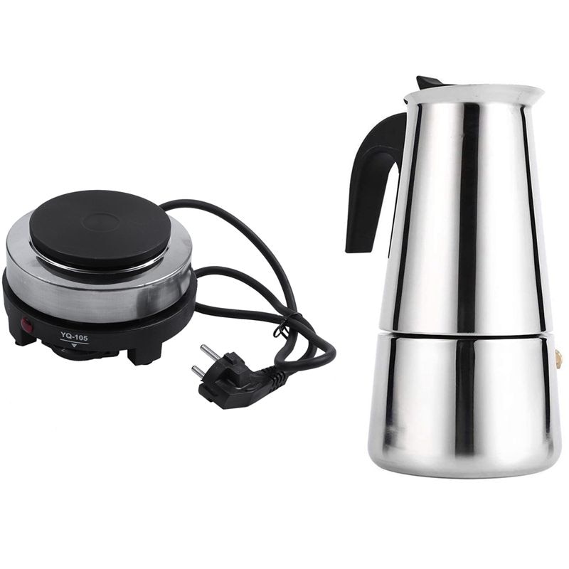 500W Elektrische Kachel Fornuis Plaat Melk Water Koffie Eu Plug & Rvs Moka Latte Espresso Koffie maker