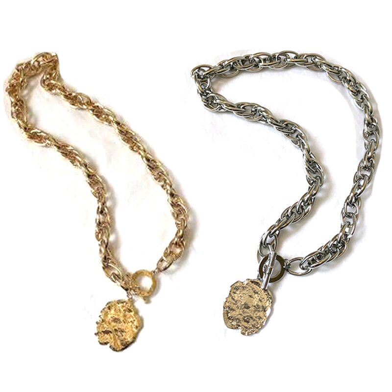 Klassieke dikke ketting met gedraaide ketting en hanger van legering voor dames/meisjes, feestsieraden