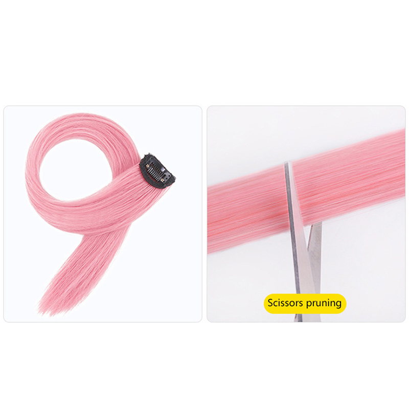 Clipe De Extensão Do Cabelo No Hairpiece, Long Straight Hanging Ear Wig, Extensões Sintéticas Acessórios, 60cm