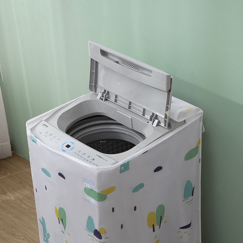 Funda de goma EVA para lavadora, cubierta de polvo para baño, flor blanca, tambor impermeable, todo incluido, protección antideslizante, 82cm x 60cm, 1 unidad