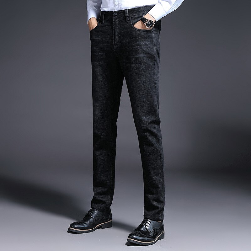 Jeans herr slim fit herr jeansbyxor casual herr jeans homme byxor skinny jeans herr raka svarta blå jeansbyxor