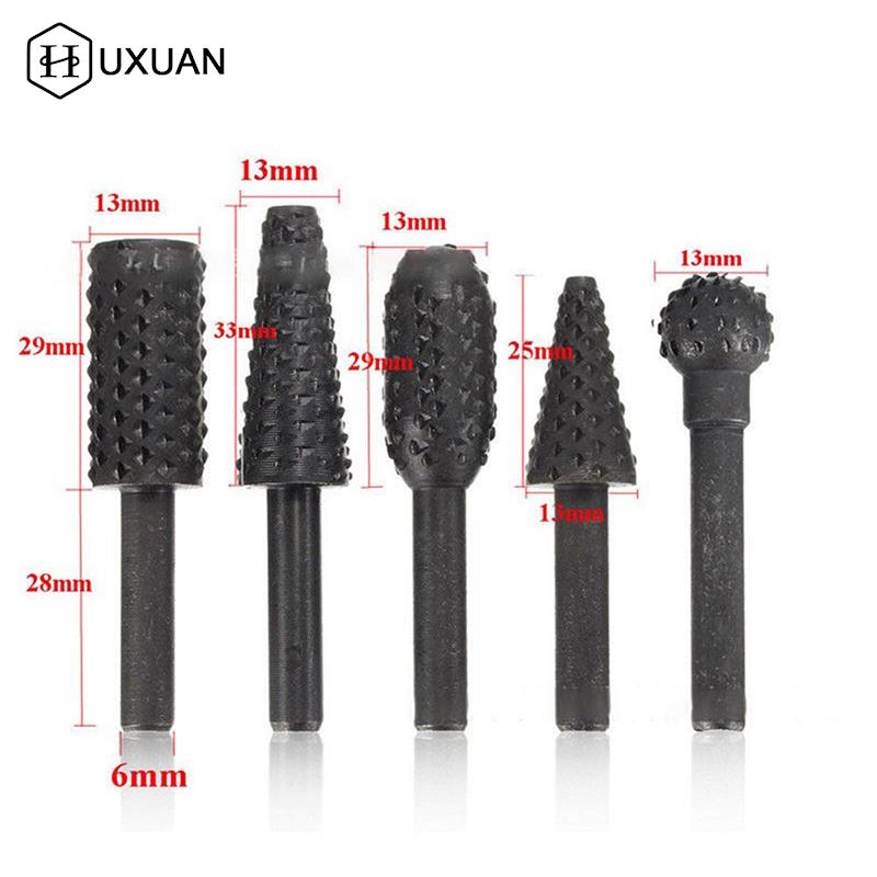 Brocas para limar madera, juego de brocas rotativas de vástago de 6mm y 1/4 pulgadas para herramientas de carpintería, 5 uds.