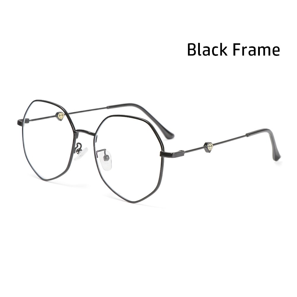 Ultralight Anti-Uv Blauw Stralen Straling Brillen Polygon Bril Frame Computer Bril Bijziendheid Bril Vlakke Spiegel Brillen: black frame