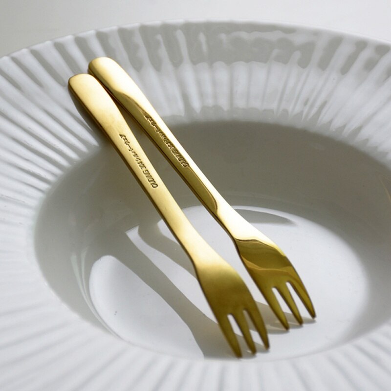 Cake Fork Stainless Steel Gold Forks For Fruit Salad Small Fork Useful Dessert Fork for Snack Dinnerware H03