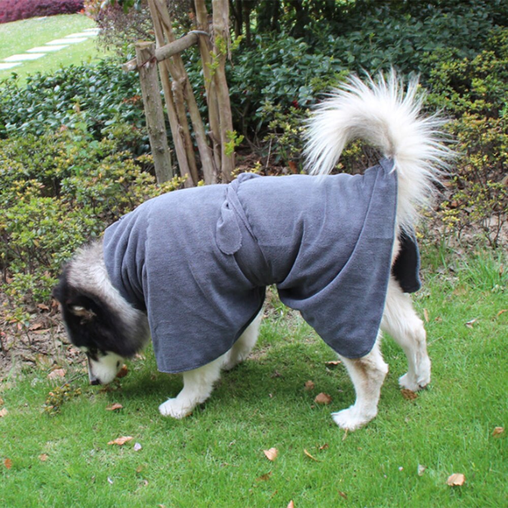 Kjæledyr badekåpe fortykket mikrofiber badehåndkle superabsorberende hund tørkehåndkle med bånd