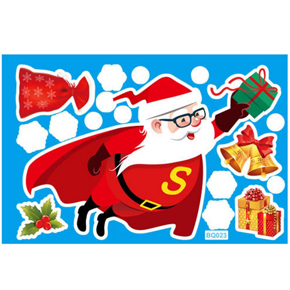 Christmas Santa Claus Window Clings Decals Snowflake Refrigerator Stickers Christmas Party Decoration Electrostatic Wall Sticker