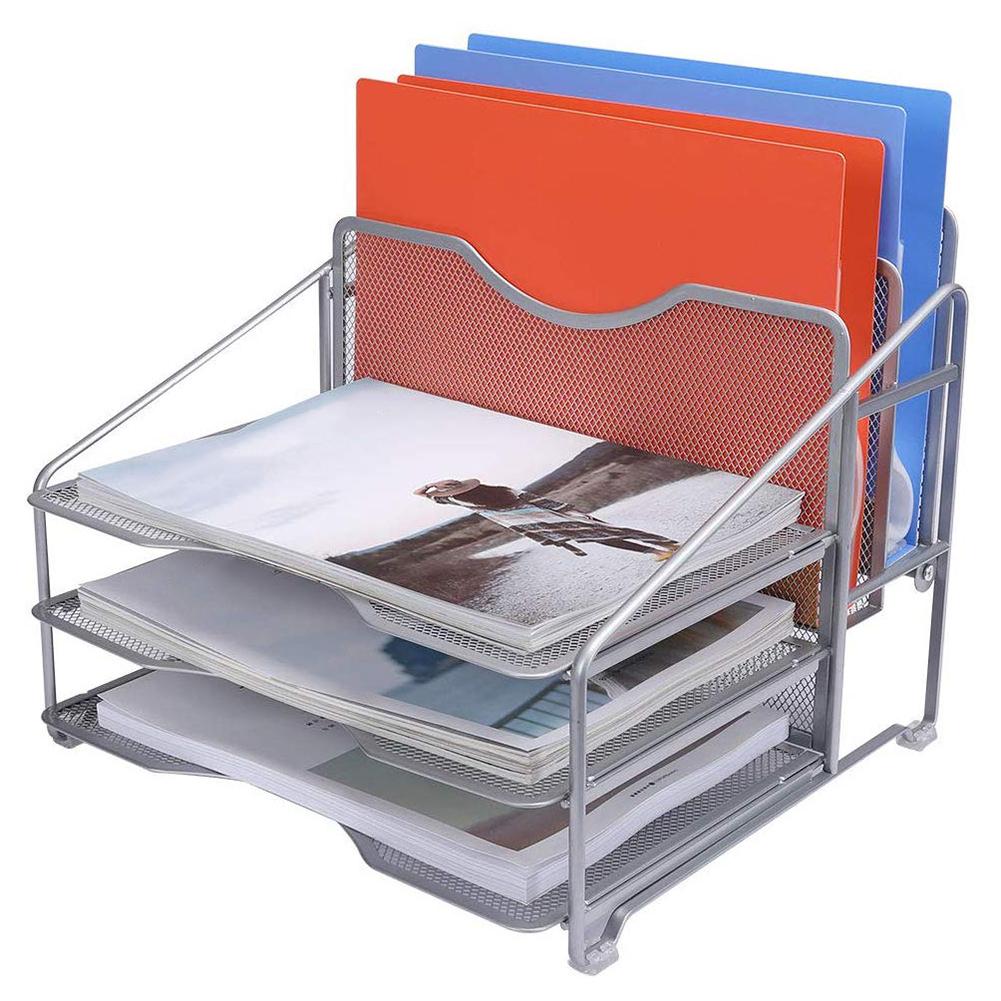 5 Grid File Storage Shelf Book Stand Desk Organizer File Folder Rack Desktop Document Office Supplies Folders Mail Stationary