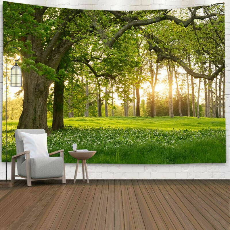 Tapiz de Río y bosque, colcha colgante de pared, colcha Hippie gitana, funda decorativa para el hogar
