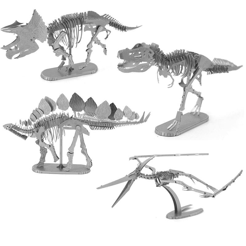 Jurassic Park 3D Metal Puzzle dinosaur Skeleton Tyrannosaurus Rex model KITS Assemble Jigsaw Puzzle Toys For Children