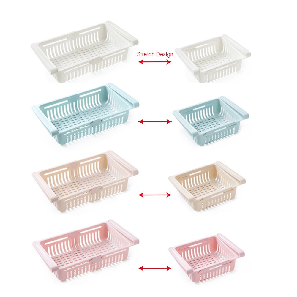 Storage Holders Kitchen Organizer Adjustable Kitchen Rack Refrigerator Storage Fridge Freezer Shelf Holder Drawer Organiser 3pcs