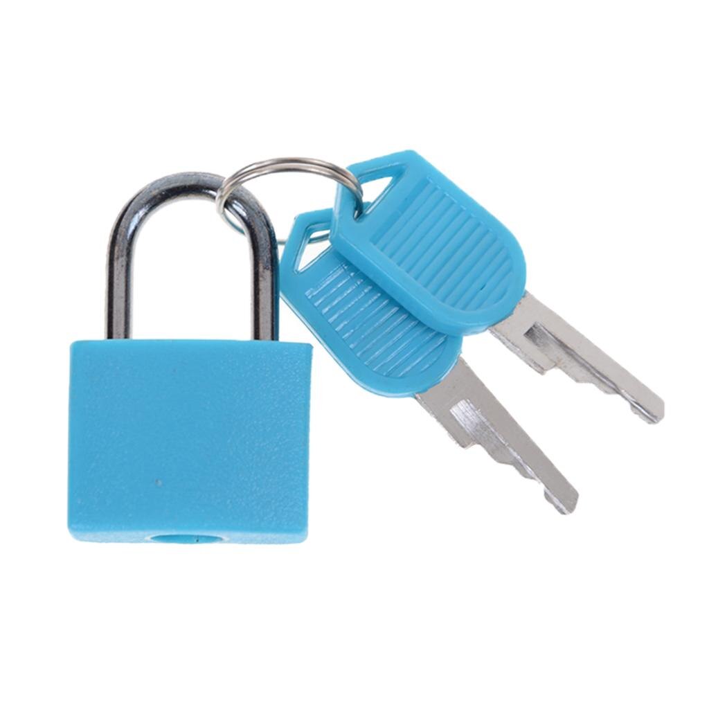 Mini Small Strong Steel Padlock Travel Tiny Suitcase Lock with 2 Keys: Blue
