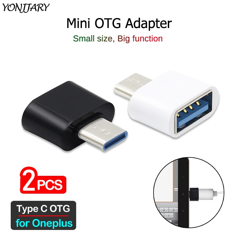 2Pcs USB-C Otg Adapter Voor Oneplus 8 8T 7 7T Pro Usb Type-C Otg Connector voor Oneplus 6 6T 5 5T 3 3T Telefoon Data Converter