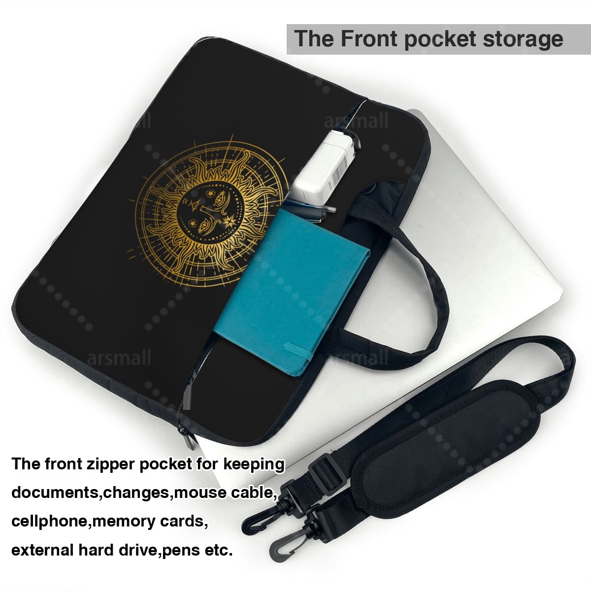 Sun And Moon Psychedelic Laptop Shoulder Bag Compatible with 13/14/15.6 Inches Laptop Netbook PC Cover Pouch