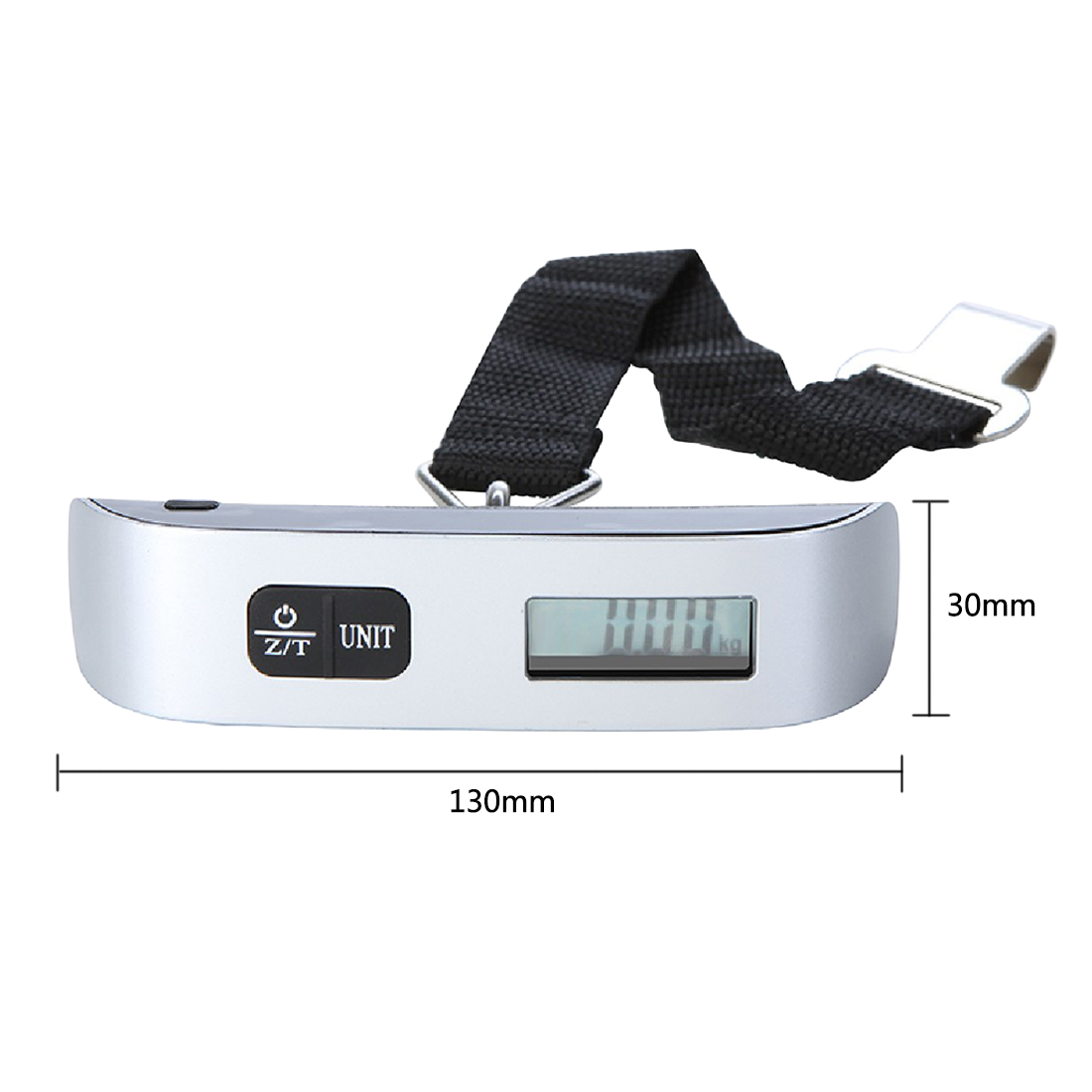 Báscula para maletas electrónica Digital de 50 kg/110lb báscula para maletas portátil manejada bolsa de viaje pesaje gancho para colgar balanza: 50kg 10g Sliver