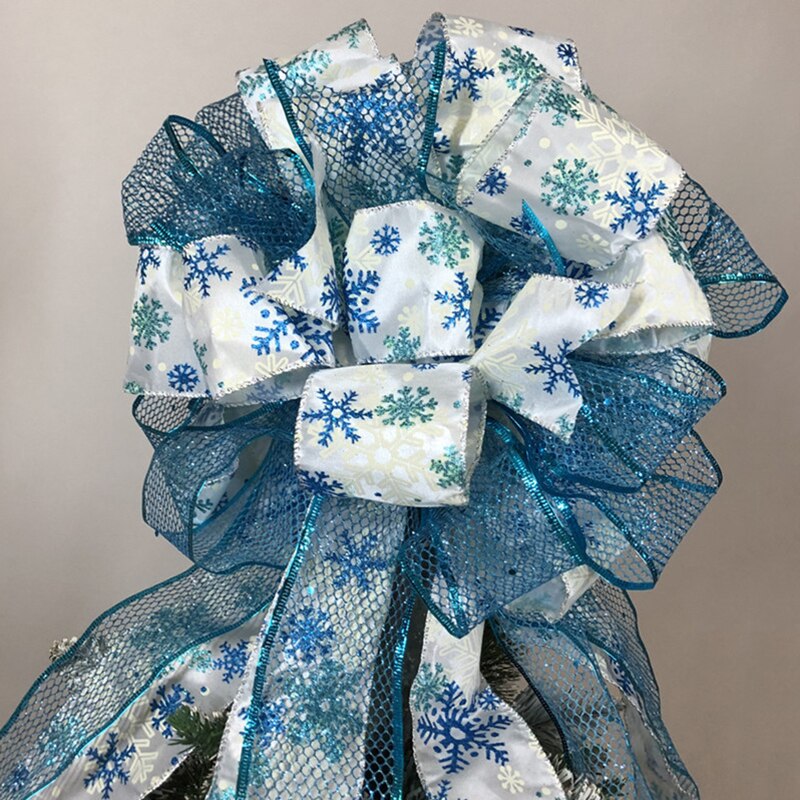 Kerstboomtop strikvormige ornamenten huis speciale kerstfeestdecoraties  p7 ding: Blauw
