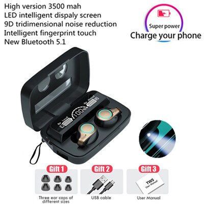 TWS Bluetooth 5.1 Earphones 3500mAh Charging Box Wireless Headphone 9D Stereo Sports Waterproof Earbuds Headsets With Microphone: 8B Pro