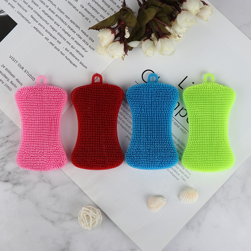 Esponja de silicone para lavar louça, panela de silicone para lavar louça e esponja, ferramenta de limpeza de cozinha