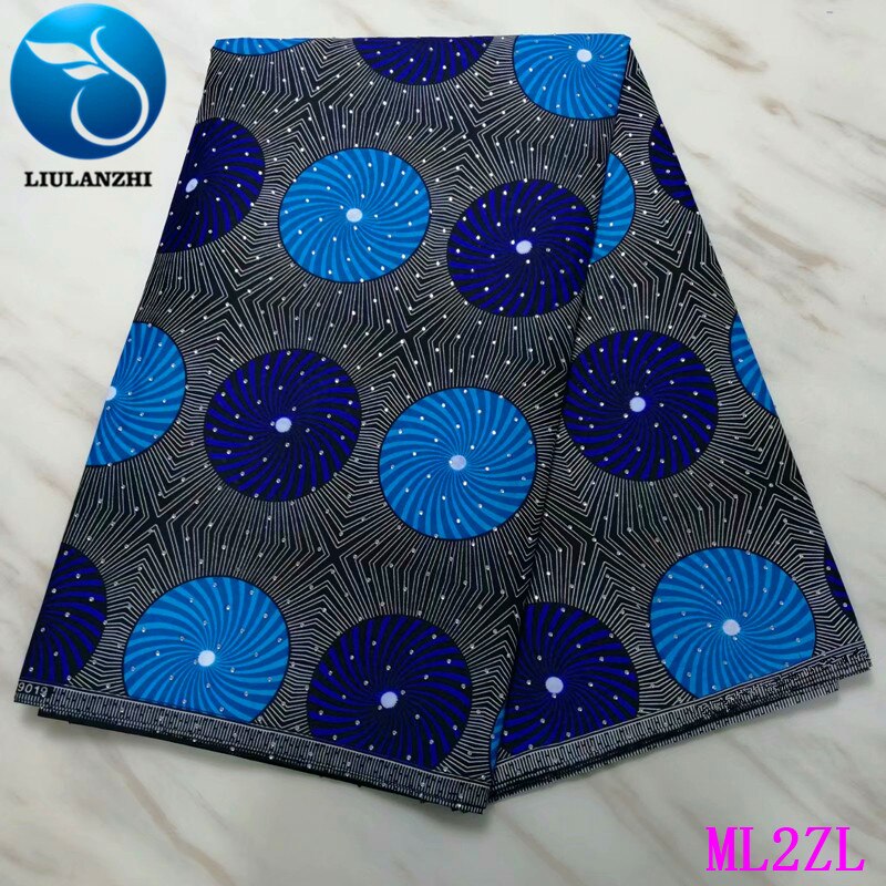 LIULANZHI tejido Ankara encerado poliéster estampado africano tela 6 yardas/pieza nueva cera de poliéster con piedras ML2ZL36