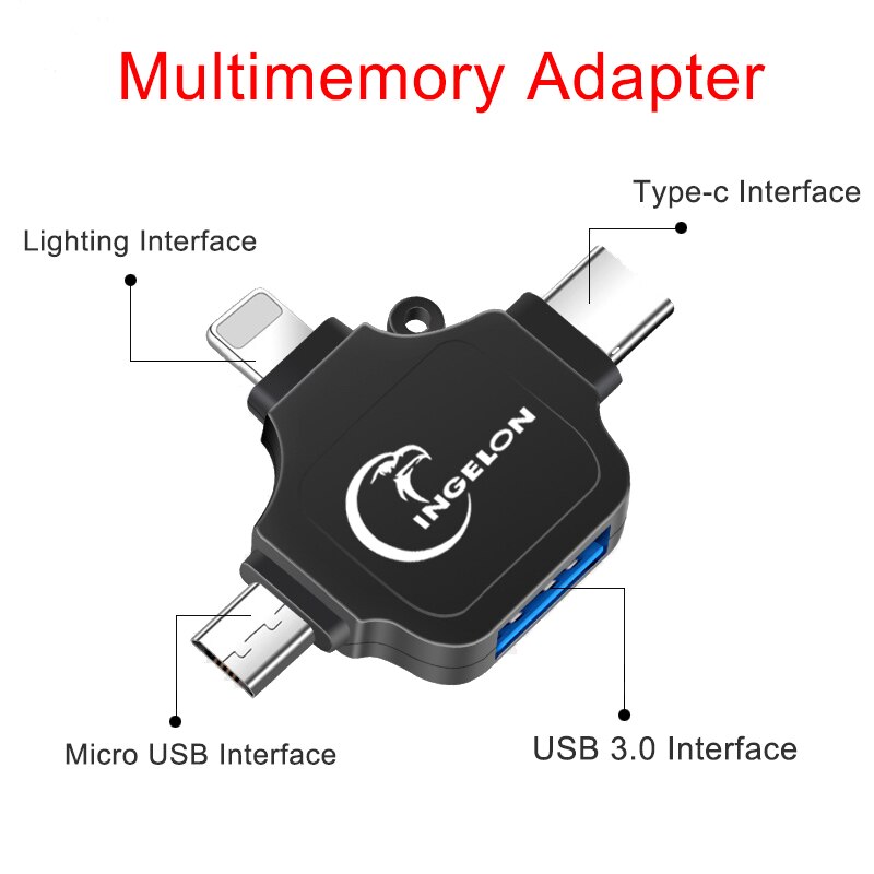 Ingelon 3 in 1 USB 3.0 Adattatore Fulmine Tipo-C OTG USB Flash Drive per il iphone/ipad/Android Accessori per Notebook Adattatore