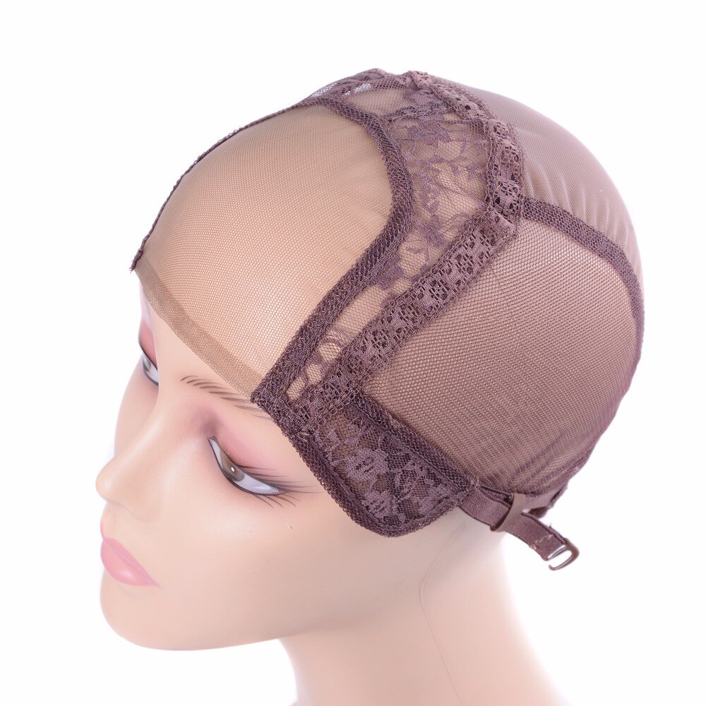4*4" U Part Wig Caps With Lace Net For Making Wigs With Adjustable Straps Glueless Weaving Caps Mesh Wig Cap
