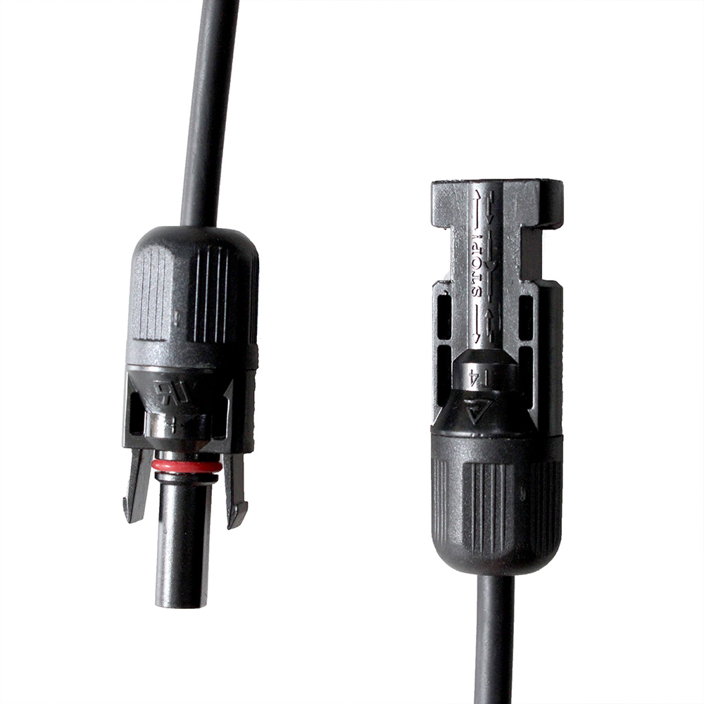 Solcellepanel pv-kabel klassifisert svart og rød 2.5 mm 2 4 mm 2 solkabel med soltett vanntett kontakt