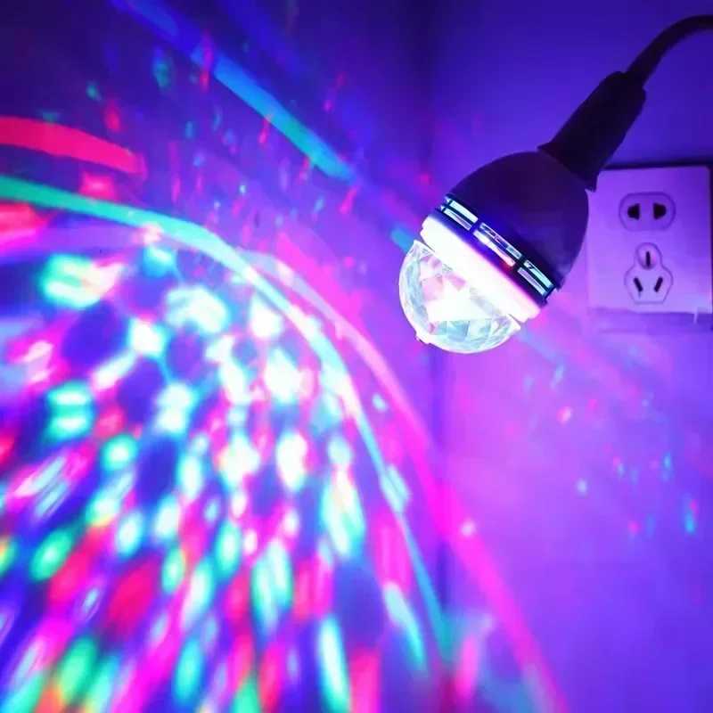Luz de discoteca E27, lámpara de RGB giratoria, luz LED estroboscópica, Bombilla de discoteca de cristal para de cumpleaños, Club, Bar, KTV, Halloween y Navidad