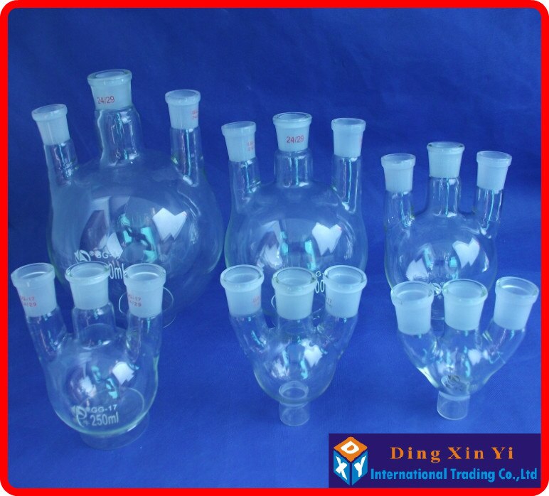 (2 pieces/lot) 50ml 24/29 three-necked round-bottom flask,Flask round bottom with three necks,short neck standard ground mouth