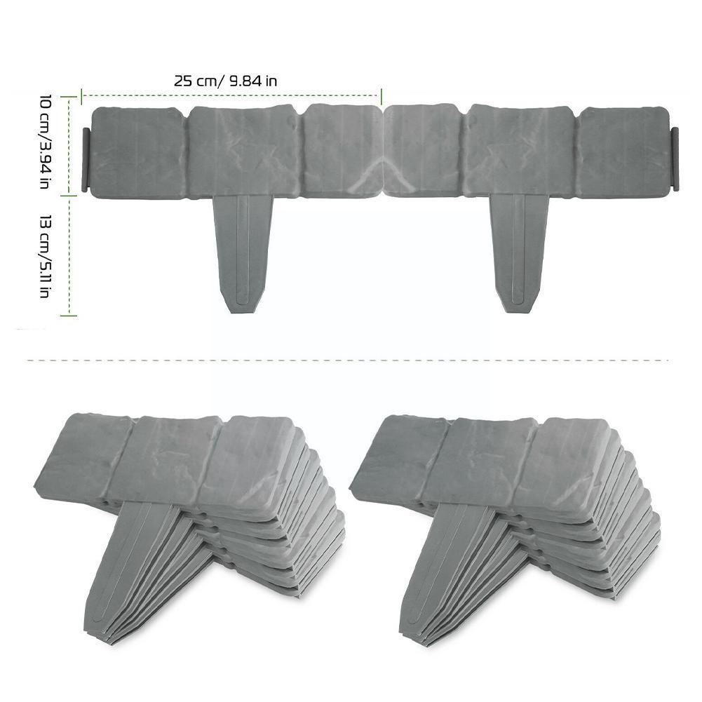 1pcs Garden Fence Edging Cobbled Stone Effect Plastic Lawn Decorations Edging Border Bed Flower Border Plant A0w1