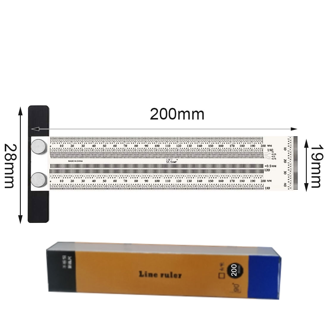 Carpenter Tools High-precision T Type Square Ruler Aluminum Alloy Scriber Measuring Carpentry Marking Gauge 180mm-400mm: 200mm no pen