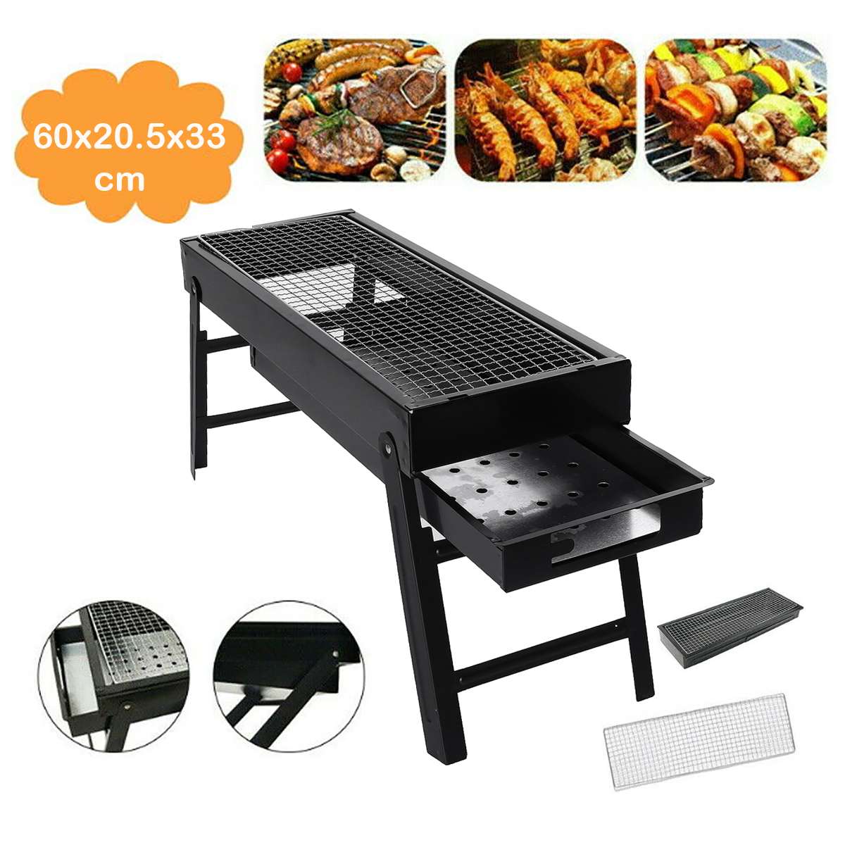 Falten Freien Grill Grill Eisen Rotisserie Huhn Fleisch Kebab Braten Gestell Tragbare Camping Picknick BBQ Holzkohle Ofen Ständer