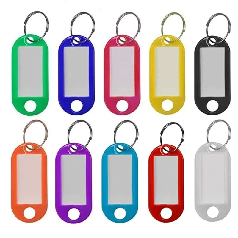 Llavero Multicolor, etiquetas de identificación, etiquetas de identificación de equipaje, etiquetas de identificación, número de Hotel, tarjeta de clasificación, llaveros, llavero en 5 colores: Blanco