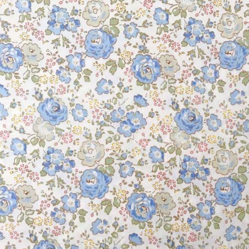 160cm*50cm bomuldsklud pink blå rose blomster blomster ternet stof til gør-det-selv børn sengetøj tøj kjole håndarbejde dekoration: Blå blomster
