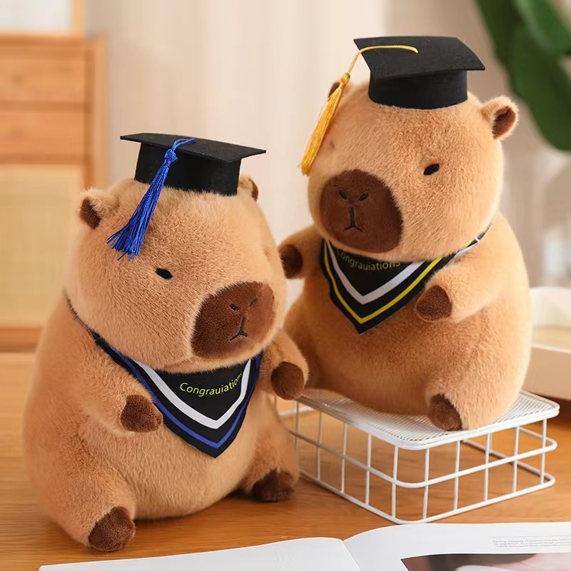 Muñecos de peluche graduados, Doctor, capibara, búho, oso, juguete de peluche, lindo Animal relleno, muñeca de juguete, almohada suave de dibujos animados, de graduación