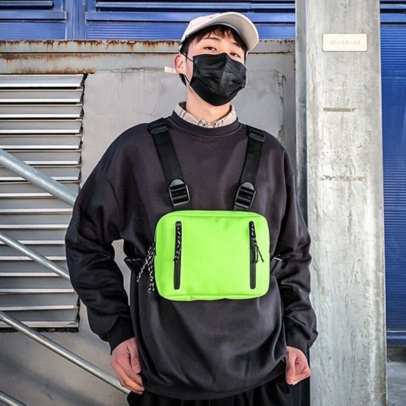 Streetwear Taktische Brust Anlage Taschen Männer Graffiti Rechteck Brust Tasche Weibliche Trend Straße Funktionale Weste Hüfte hüpfen Männlichen fanny Pack