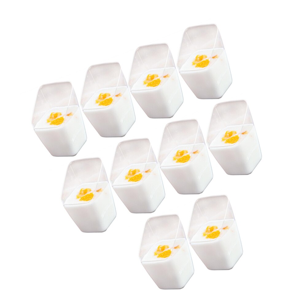 Mousse Cup Oblique Square Disposable Mini Tiramisu Cup Dessert Containers for Restaurant Cafe