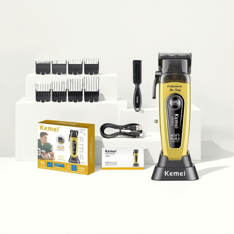 Kemei Hair Cut Machine 11500 RPM Hair Clippers Brushless Motor Electric Clippers DLC Blade Hair Clipper Men KM-90-4