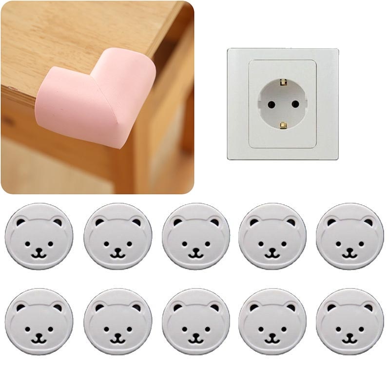 5/10 stücke Nette Bär EU Steckdose Sicher Stecker Schutz Abdeckung Baby Anti Elektrische Schock Art Ecke Schutz Rand Ecke schutz
