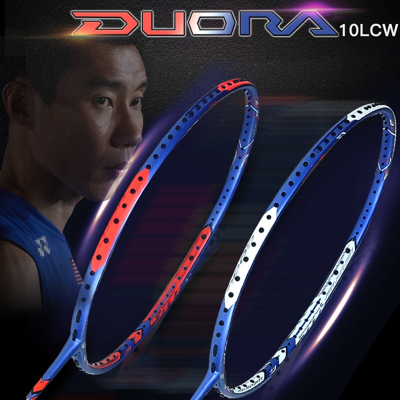 Full Carbon Fiber Badminton Racket - Lightweight 85g - Durable for Adults - Single Purchase: Double Edge 10 Blue 4U with Racket Cover