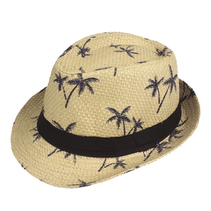 Los niños de verano sombrero de paja bebé sombreros niños sombrero Jazz de Panamá al aire libre gorra de playa para sol: Khaki