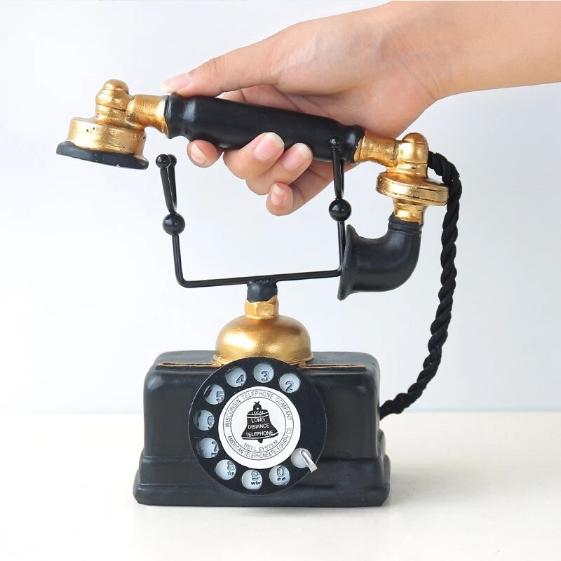 Home Decorative Antique Old-fashioned Telephones Desktop Ornaments European Retro Style Desktop Landline Telephone Model