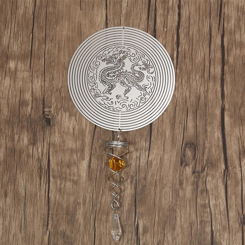 Med spiral svans 3d metall roterande vindspel julhänge hängande vindsnurra spiral vindspel trädgård gård heminredning
