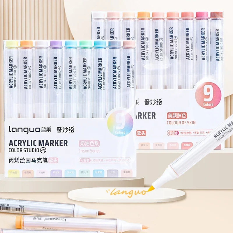 Conjunto de marcadores de tinta acrílica languo 144 cores marcadores de arte pintura desenho caneta graffiti para pedra disco cartão sapato vidro arte suprimentos