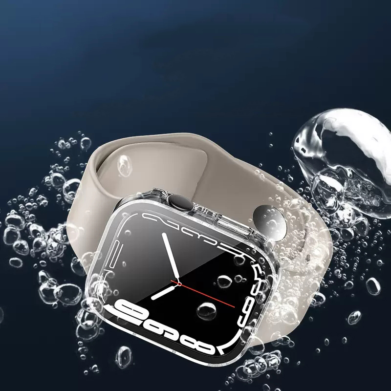 Gehard glazen behuizing voor Apple Watch 45 mm 41 mm 44 mm 40 mm Screenprotector Cover Waterdichte harde bumper iWatch-serie 4 5 SE 6 7 8