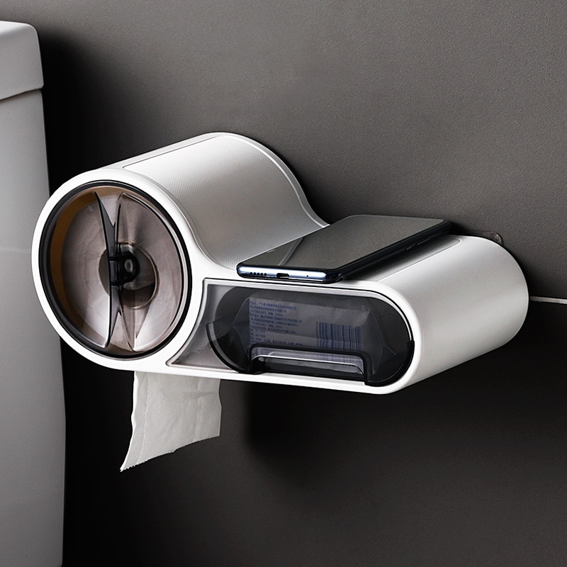 Waterdicht Toilet Roll Paper Telefoon Houder Multifunctionele Gratis Ponsen Tissue Doos Plastic Opbergdoos Badkamer Accessoires