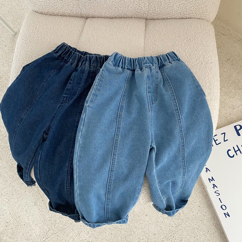 2022 Lente Zomer Kinderen Casual Broek Losse Kids Denim Broek Mode Jongens Jean Broek Baby Meisje Denim Harembroek kleding