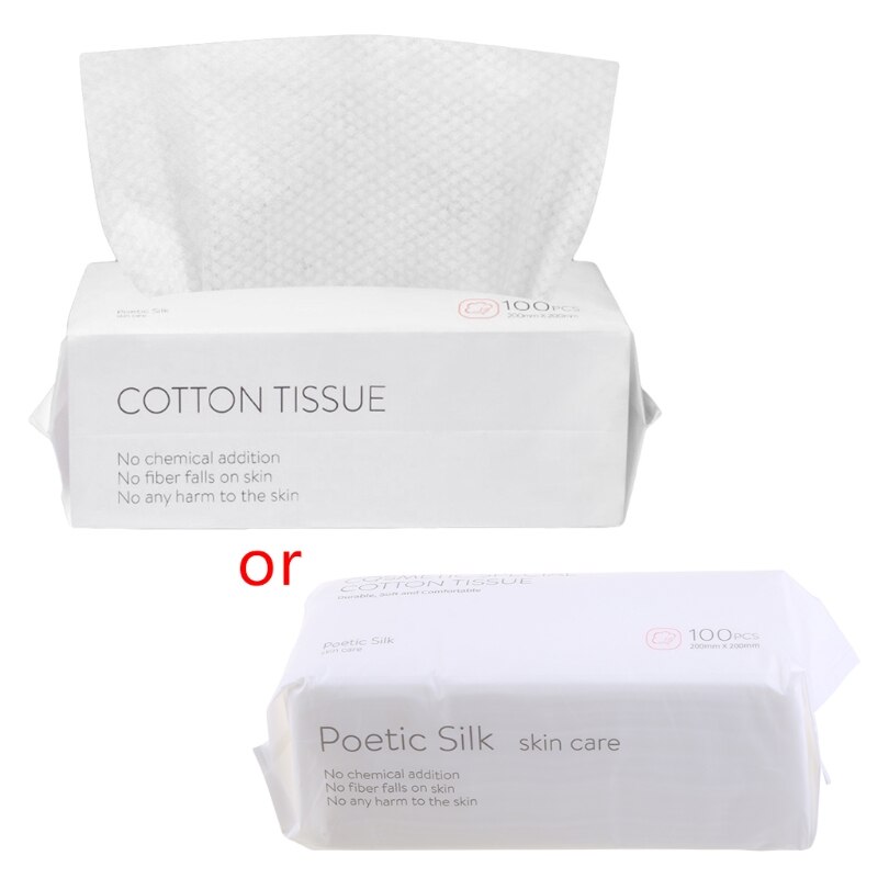 Lingettes de voyage jetables pour le visage, 100 pièces, en coton, pour maquillage, nettoyage du visage