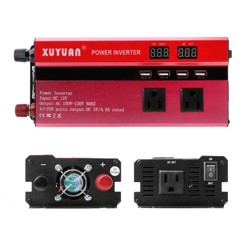 4000W Solar Power Inverter Sine Wave LED 4 USB DC12/24V To AC110V/220V Convert