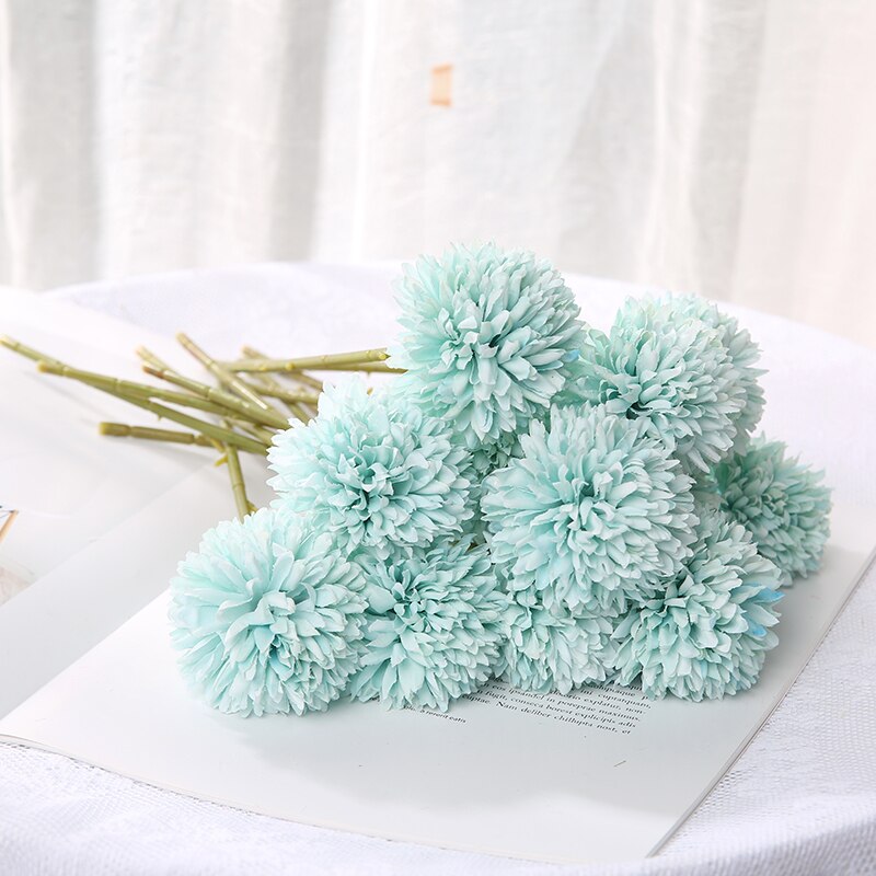 3/5Pcs Hortensien Künstliche Blumen Bouquet Für Home Schlafzimmer Dekor Hochzeit Dekoration Handwerk Vasen Blume Anordnung Zubehör: L / Blau