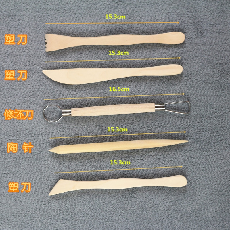 Art supplies klei set van 5 sets van houten aardewerk mes klei mes klei klei tool reparatie blank vijf stuk